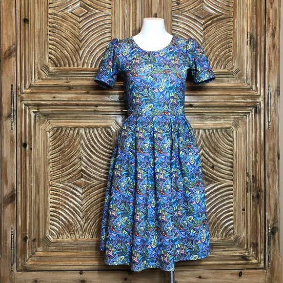 LuLaRoe Dresses & Skirts - B2 Amelia dress by LuLaRoe blue paisley S